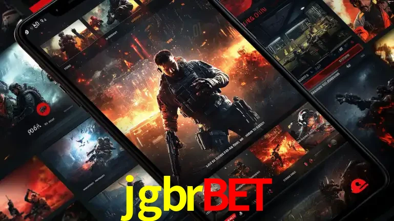 Tela de um celular exibindo uma galeria de jogos de tiro com temática militar, mostrando a variedade de e-sports disponíveis para apostas na plataforma de entretenimento jgbrbet.