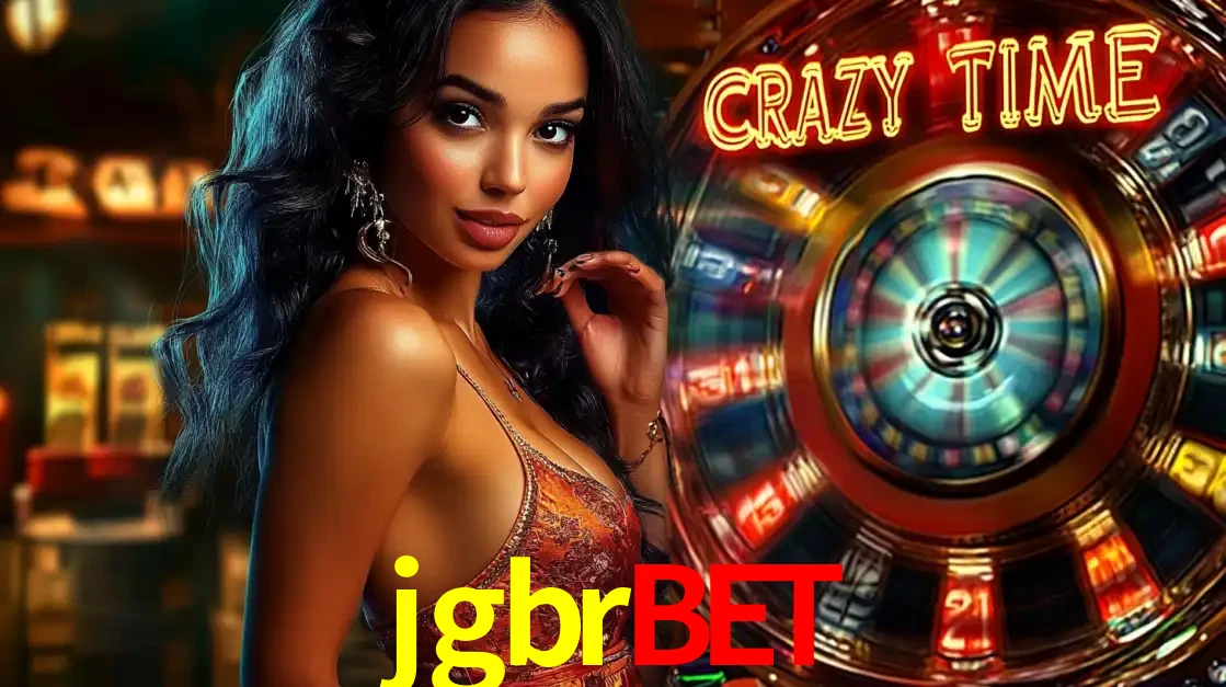 Mulher elegante ao lado da vibrante roda da fortuna do jogo de cassino ao vivo Crazy Time, um dos game shows mais populares e cheios de prêmios do jgbrbet.